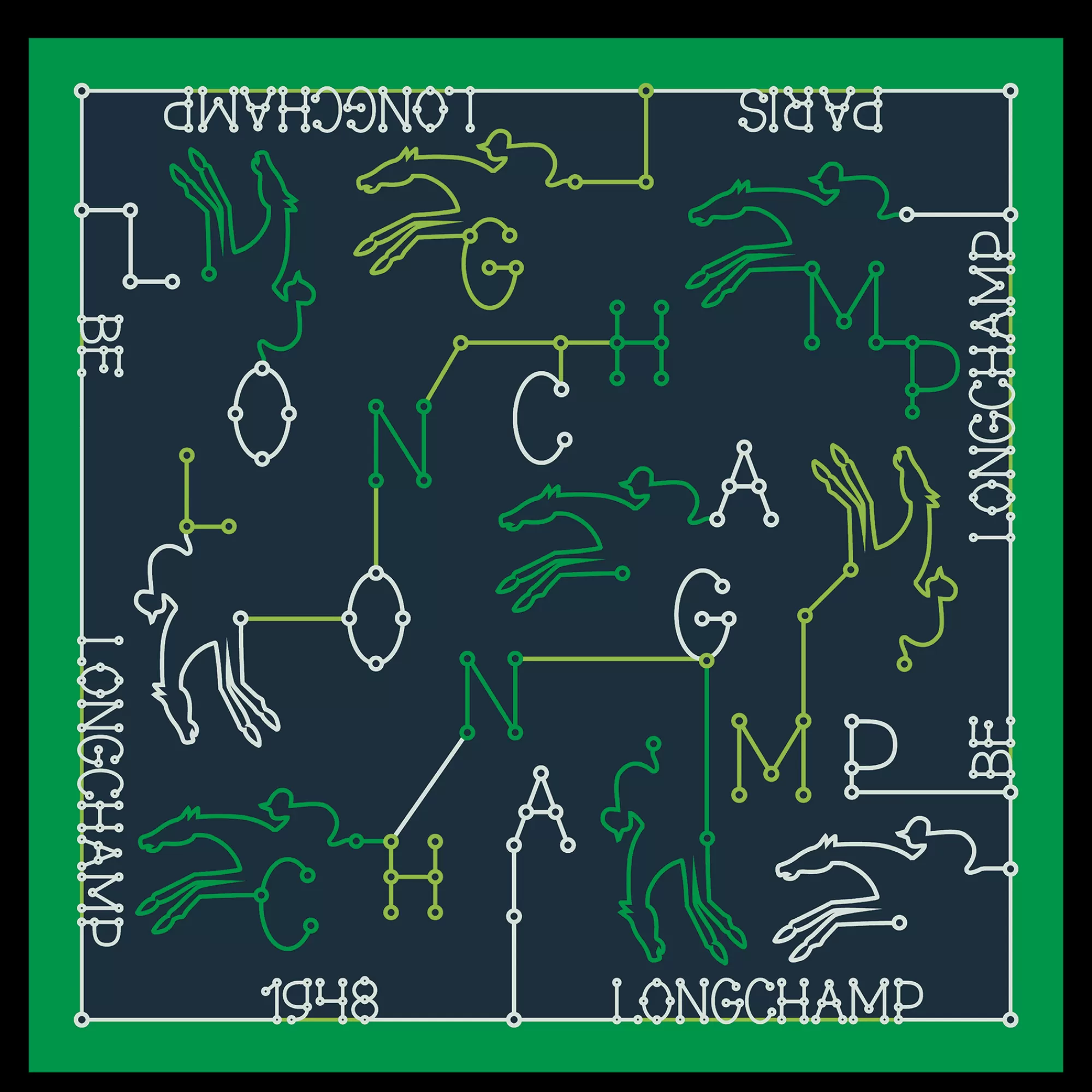 Carrés De Soie>Longchamp Carré De Soie 50 Parcours Marine