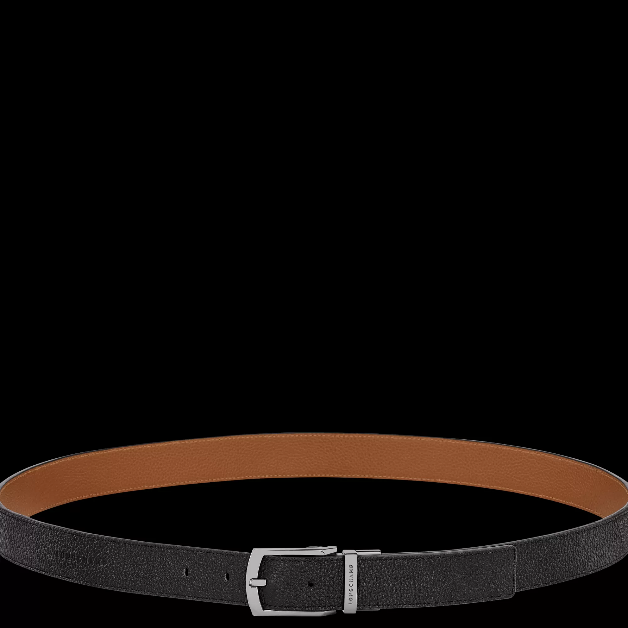 Ceintures>Longchamp Ceinture Homme Le Foulonné Noir/Caramel