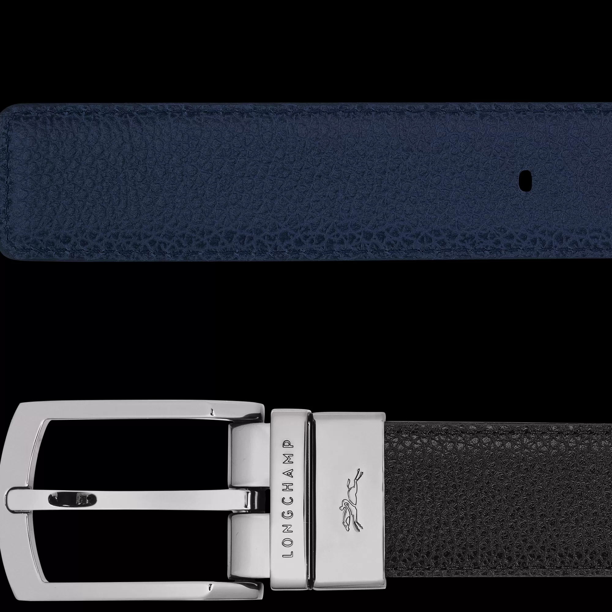 Ceintures>Longchamp Ceinture Homme Le Foulonné Noir/Navy