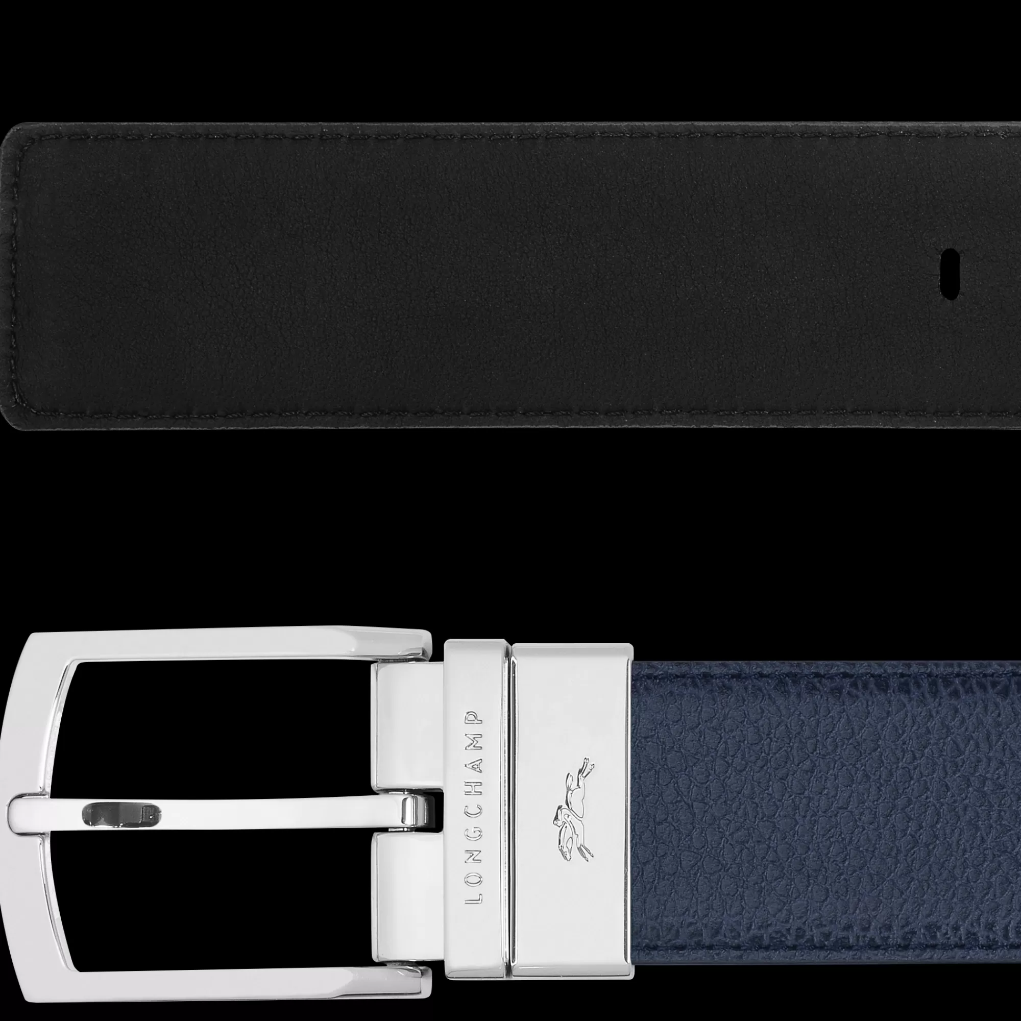 Ceintures>Longchamp Ceinture Homme Le Foulonné Navy/Noir