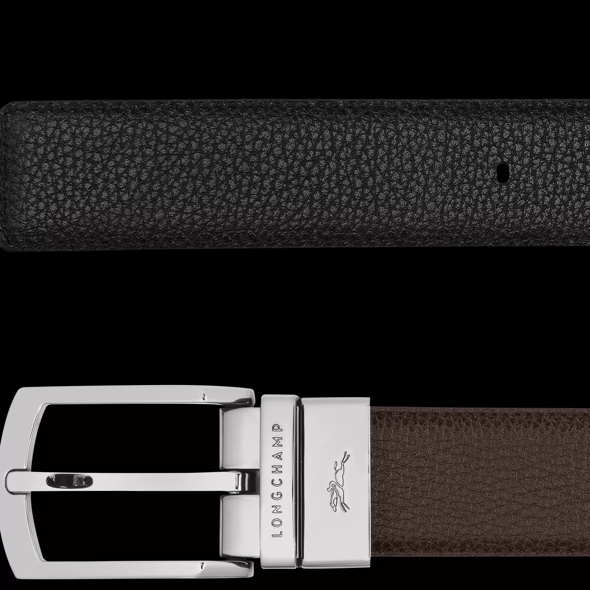 Ceintures>Longchamp Ceinture Homme Le Foulonné Moka/Noir