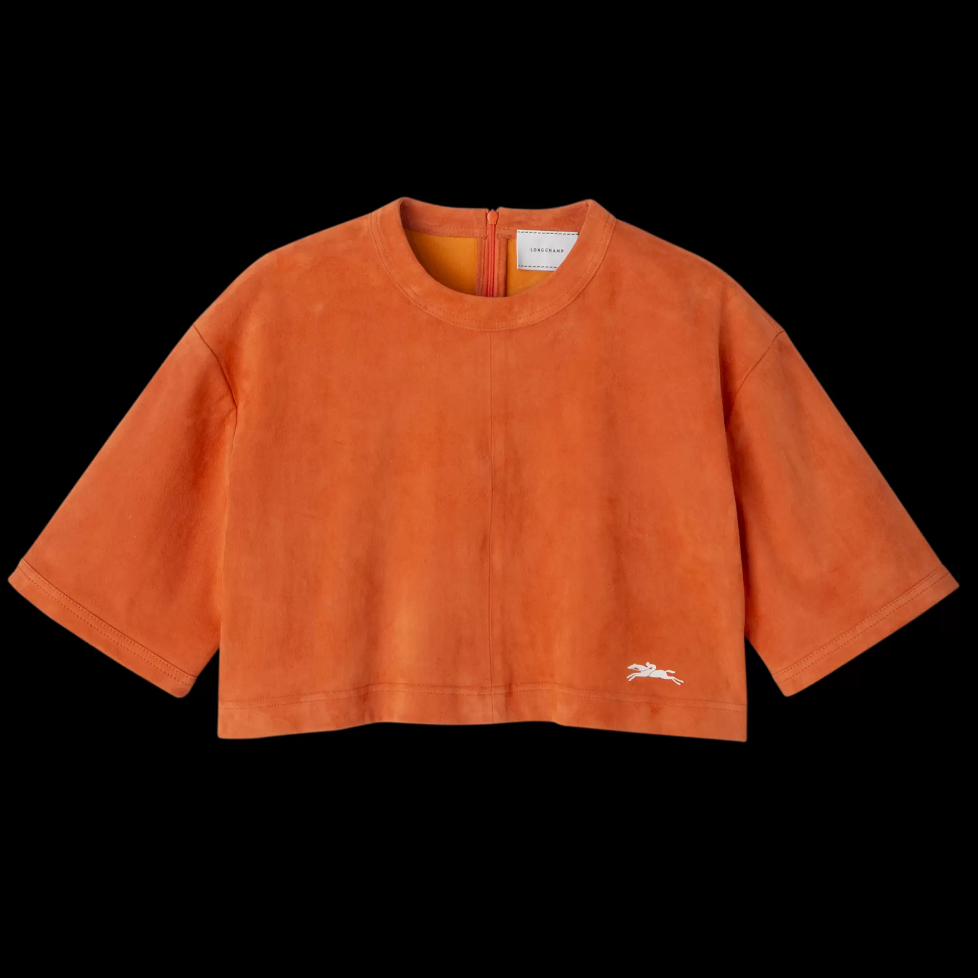 Tops & Blouses>Longchamp Crop Top En Cuir Orange