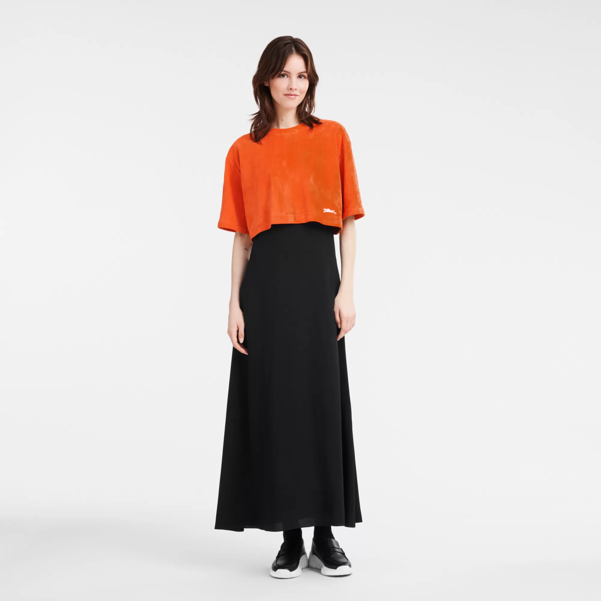 Tops & Blouses>Longchamp Crop Top En Cuir Orange