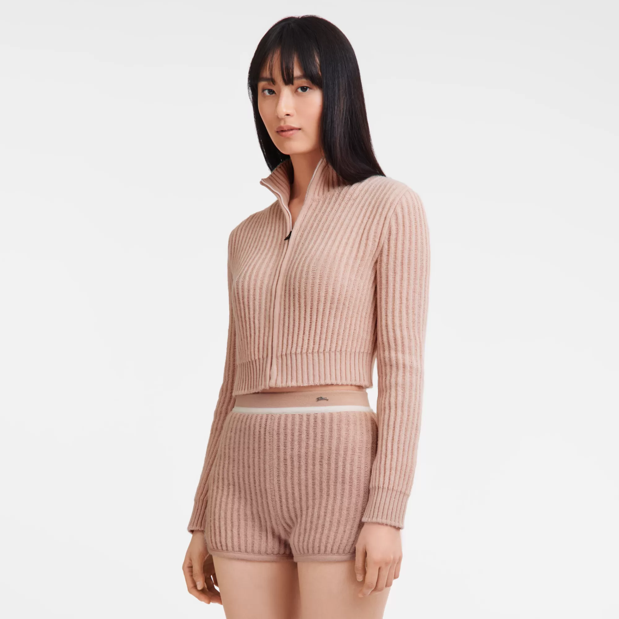 Tops & Blouses | Maille>Longchamp Gilet Court Col Zippé Nude