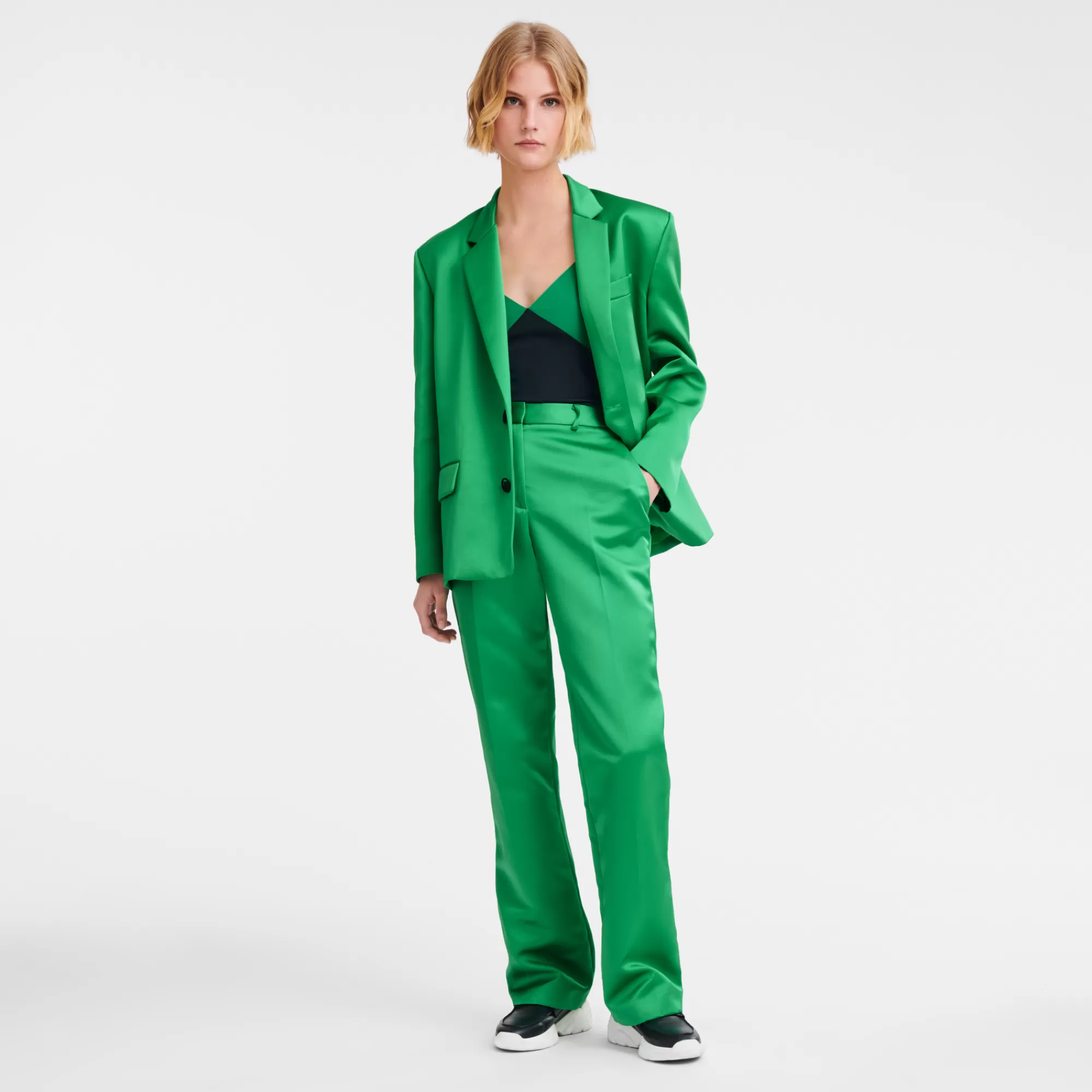 Pantalons & Shorts>Longchamp Pantalon Droit Vert