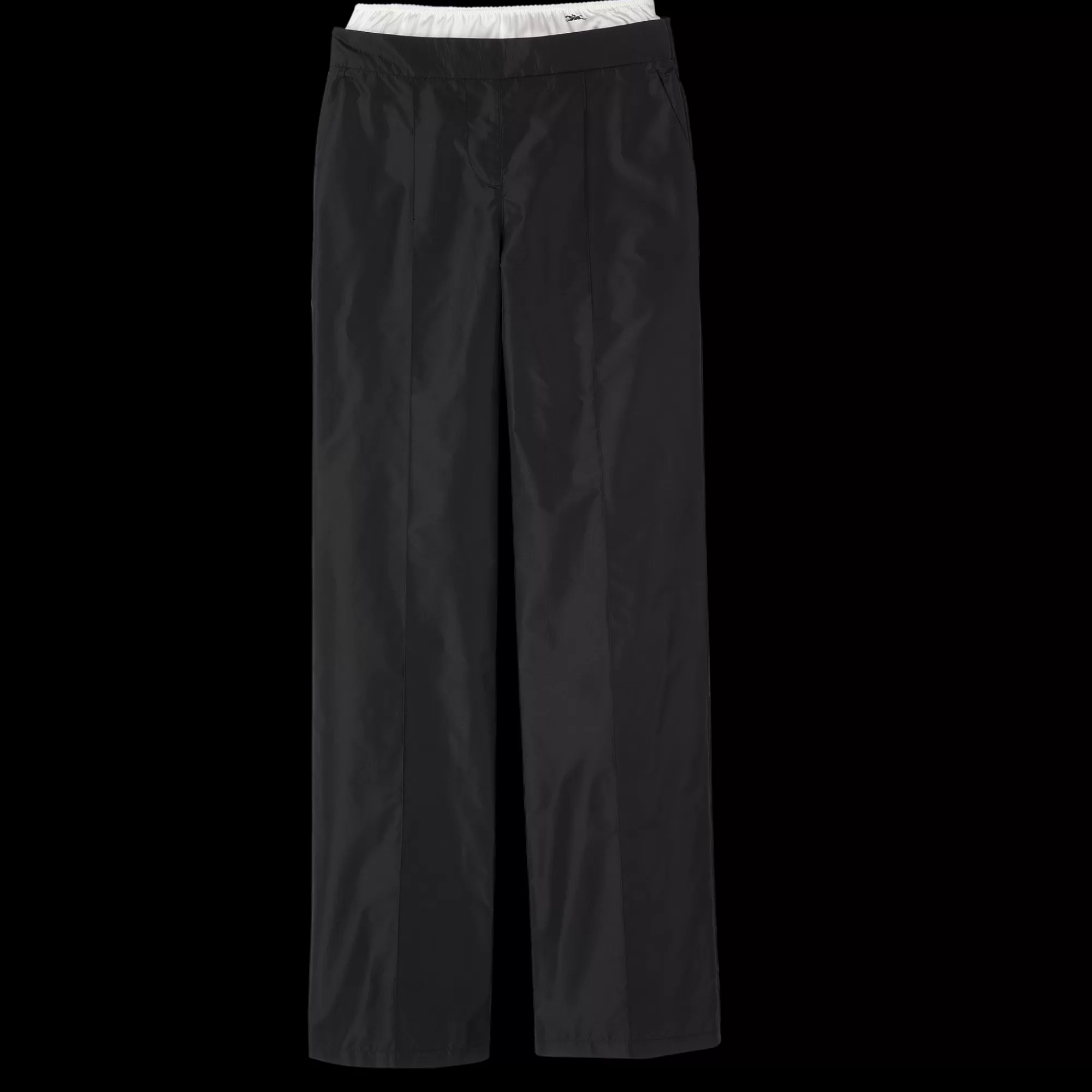 Pantalons & Shorts>Longchamp Pantalon Droit Avec Empiècement Noir