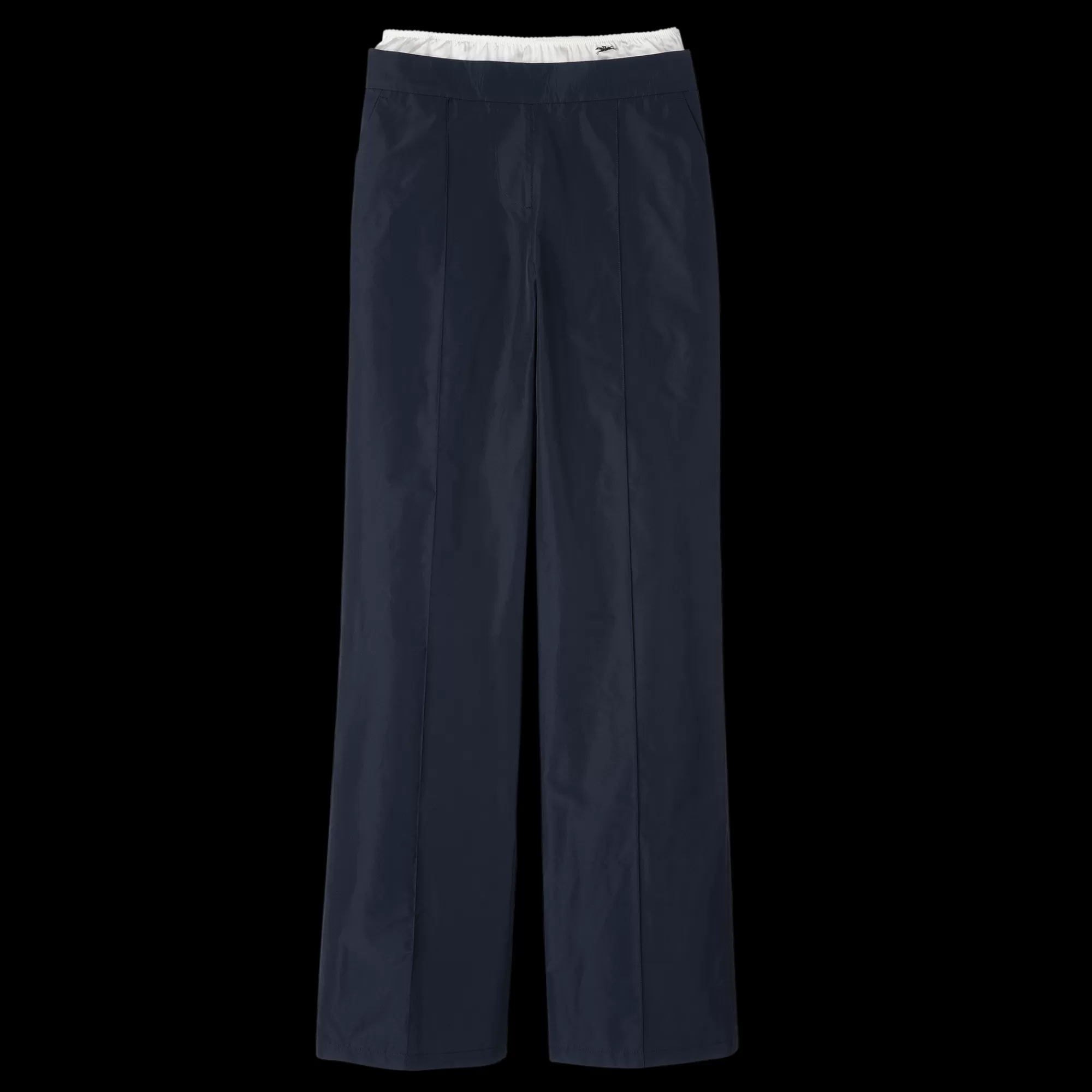 Pantalons & Shorts>Longchamp Pantalon Droit Avec Empiècement Marine