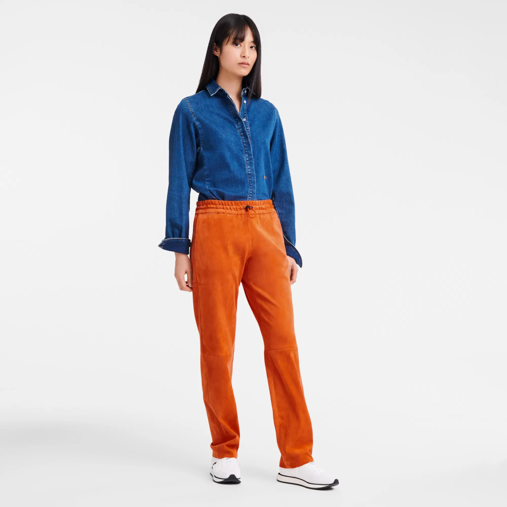 Pantalons & Shorts>Longchamp Pantalon En Cuir Orange