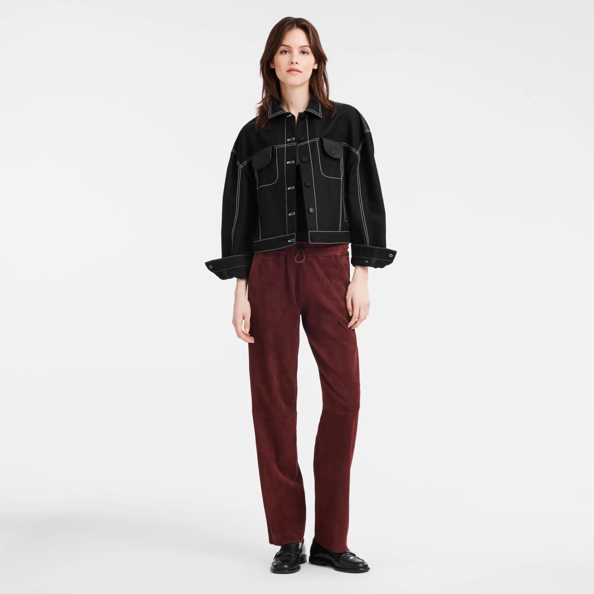 Pantalons & Shorts>Longchamp Pantalon En Cuir Bordeaux