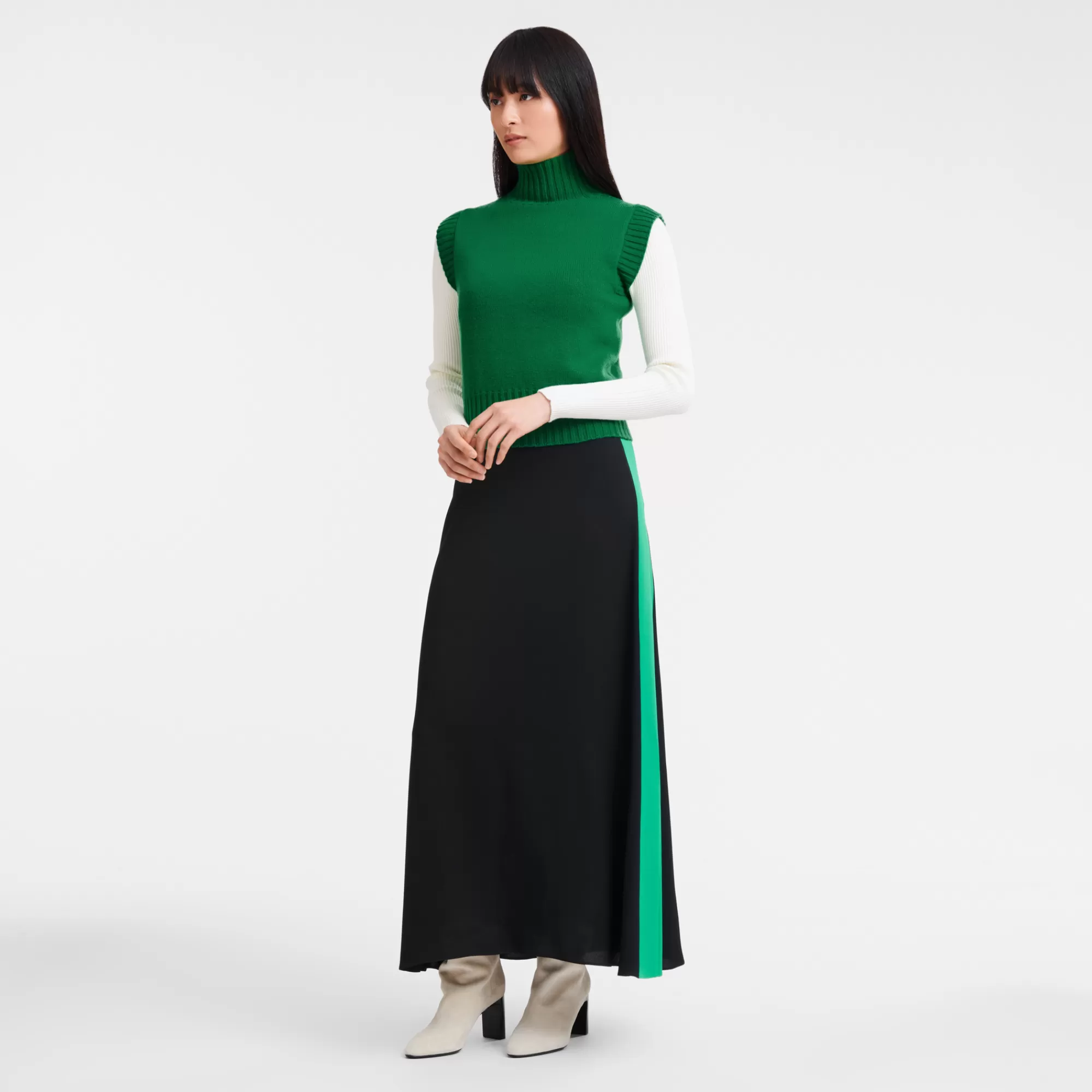 Tops & Blouses | Maille>Longchamp Pull Sans Manche Col Cheminée Vert