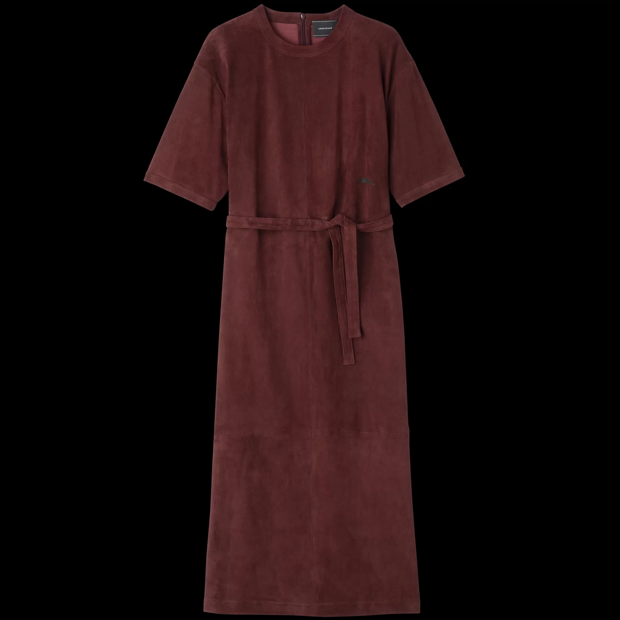 Robes & Jupes>Longchamp Robe Longue En Cuir Bordeaux