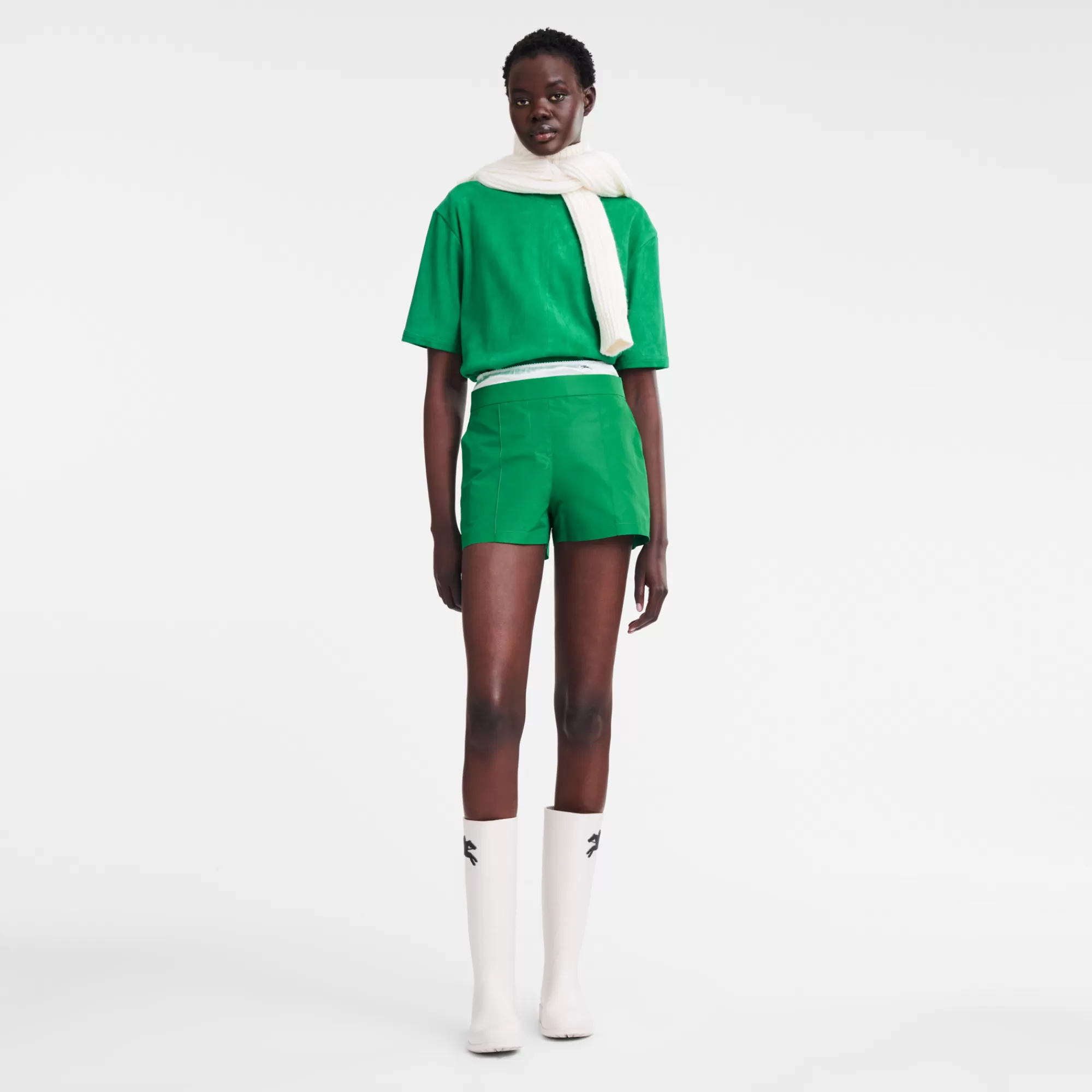 Pantalons & Shorts>Longchamp Short Avec Empiècement Ceinture Vert