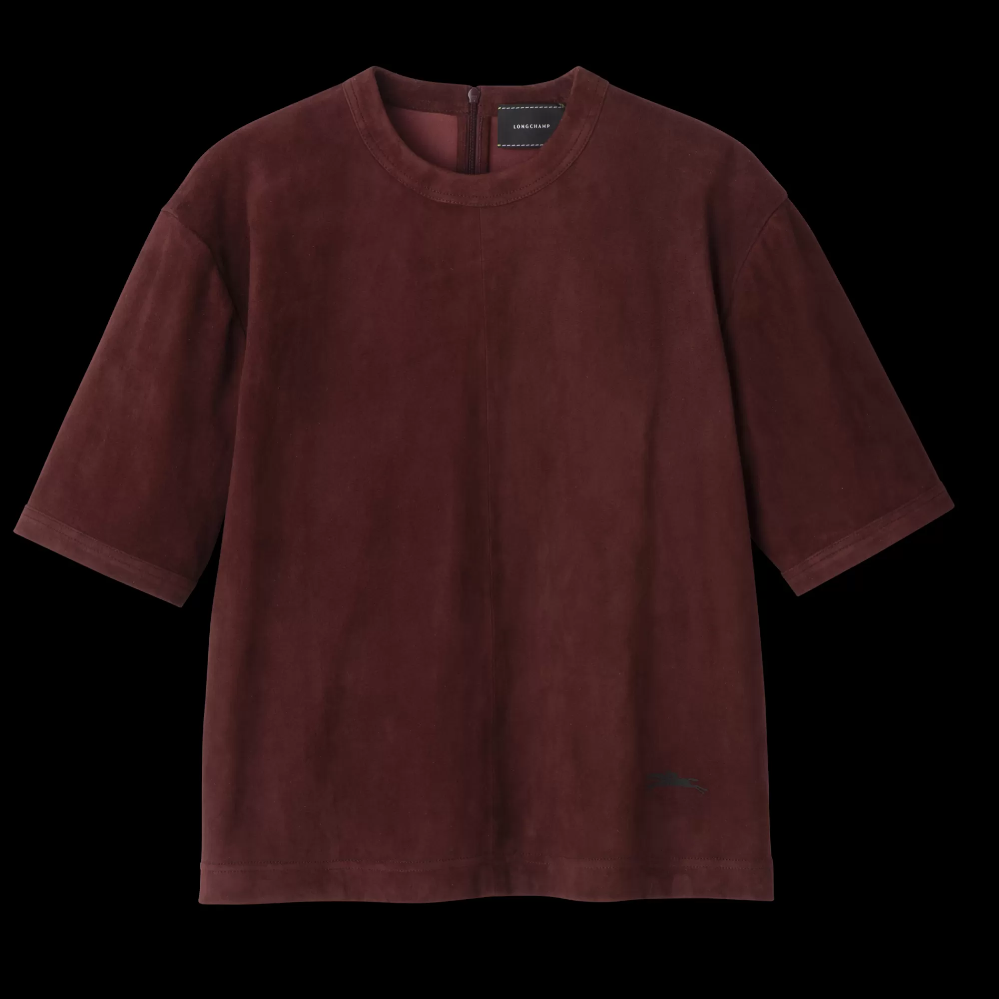 Tops & Blouses>Longchamp Tee-shirt En Cuir Bordeaux