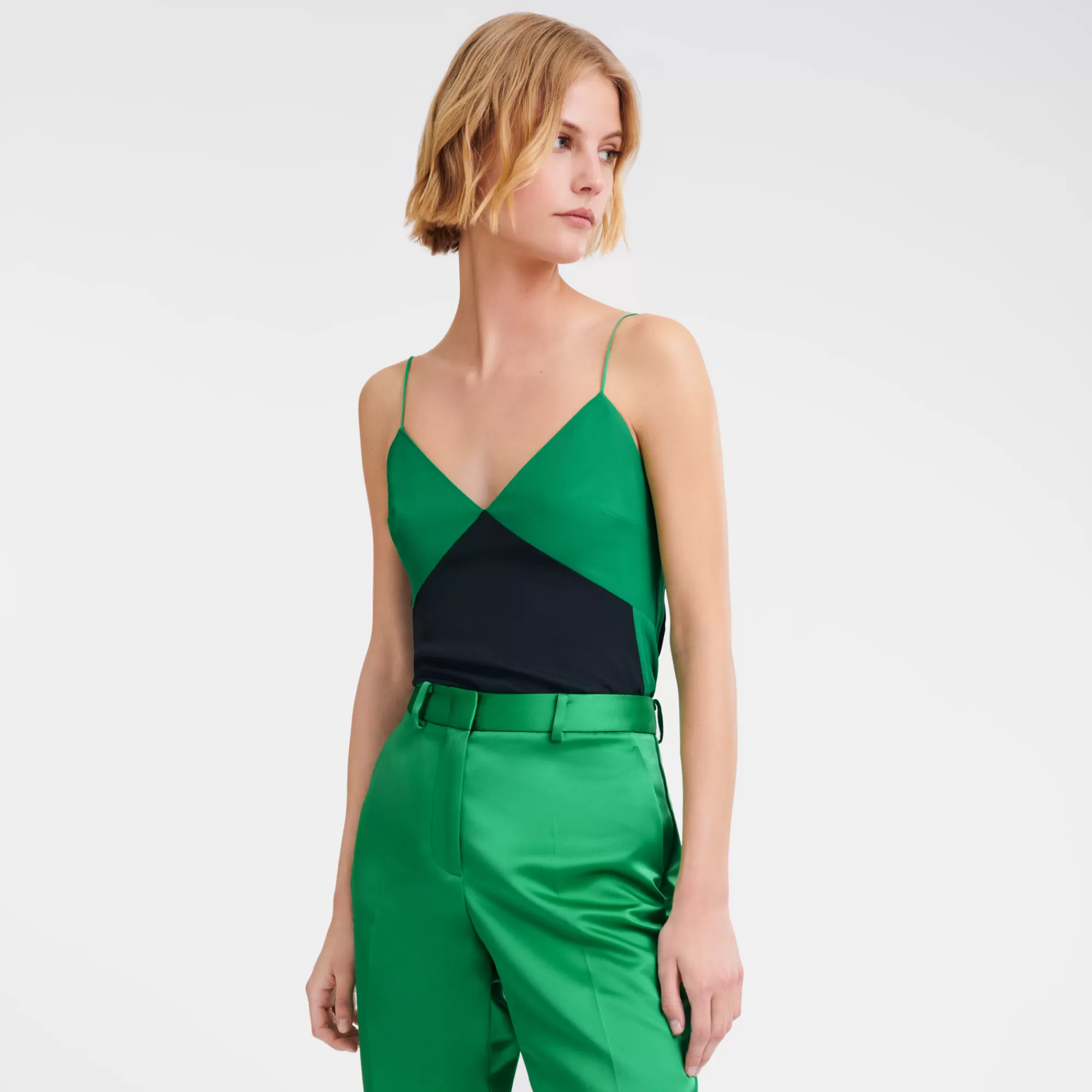 Tops & Blouses>Longchamp Top à Bretelles Vert/Noir