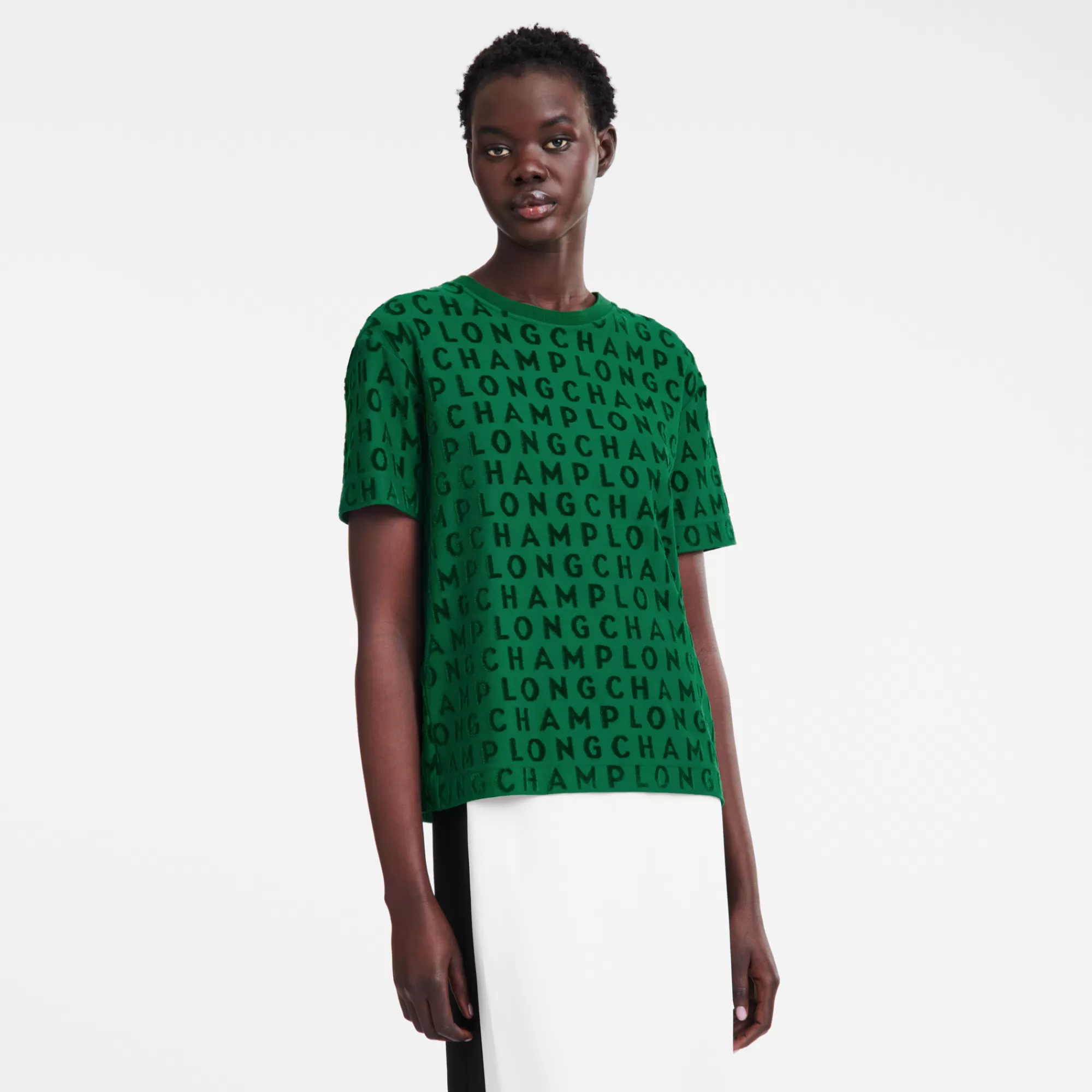 Tops & Blouses>Longchamp T-shirt Ample Signature Vert