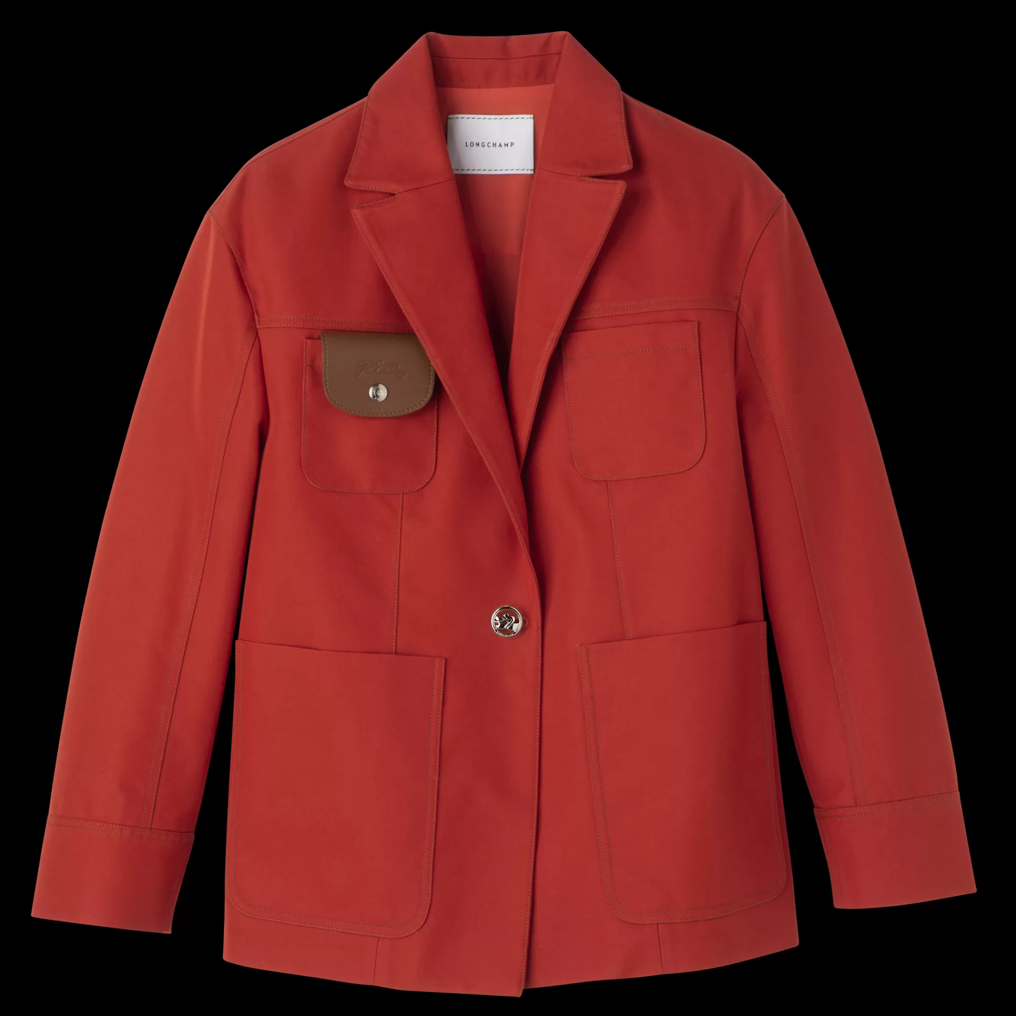 Manteaux & Vestes>Longchamp Veste Oversize à Surpiqures Paprika